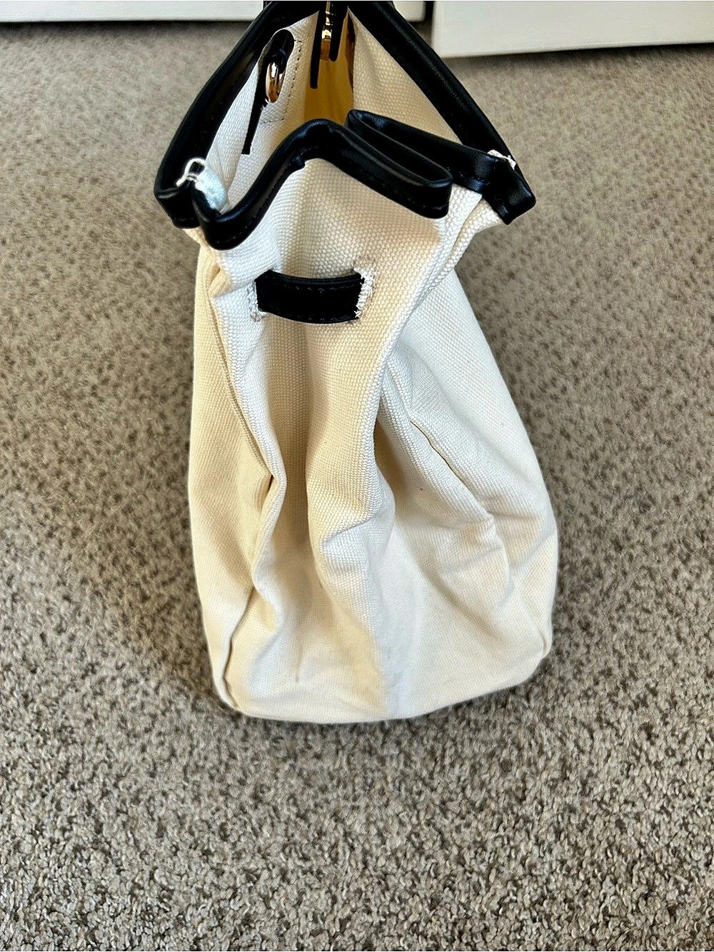 Anthropologie Canvas Tote in cream & Black - Picture 5 of 7